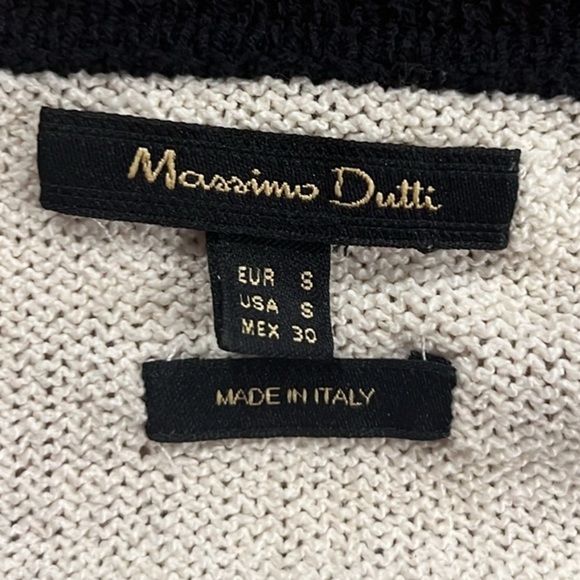Massimo Dutti women’s cotton blend cream trimmed in black sweater size Small - Picture 6 of 7